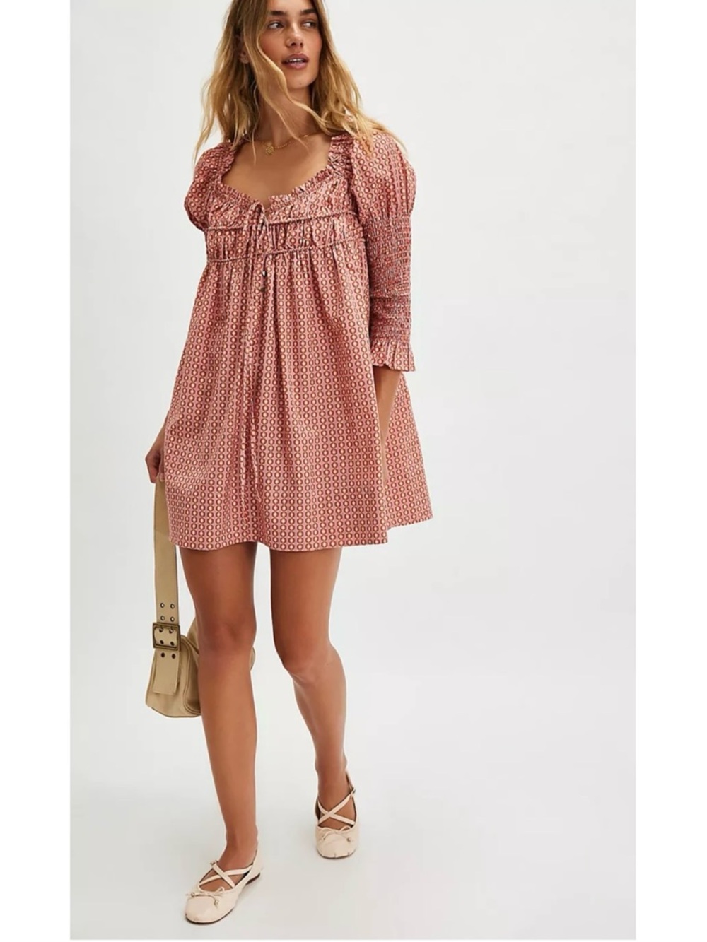 Free People Star Dip Cotton Mini Dress Sz Medium